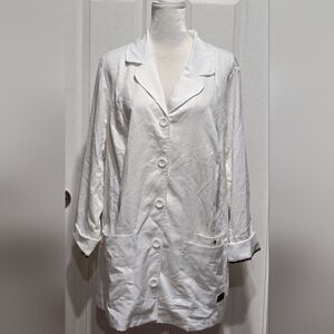 Betsey Johnson Marigold White Button-Up Lab Coat
